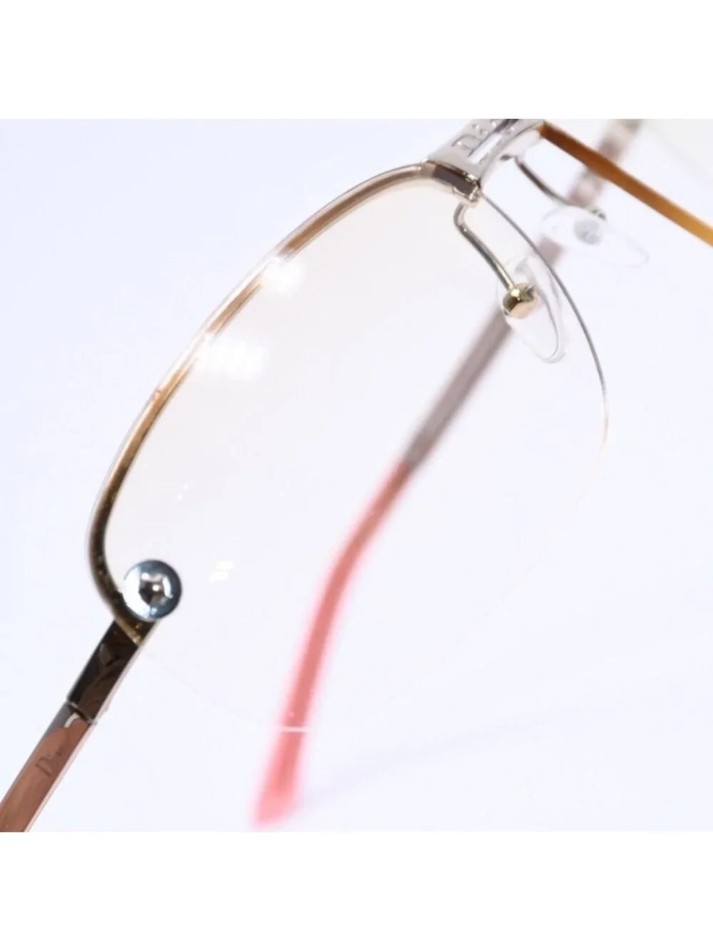 Dior Adiorable 5 Half Rim Sunglasses Silver Yellow Eyewear